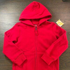 Primary Cozy Fleece Zip Hoodie, Size 4-5, Cherry, NWOT